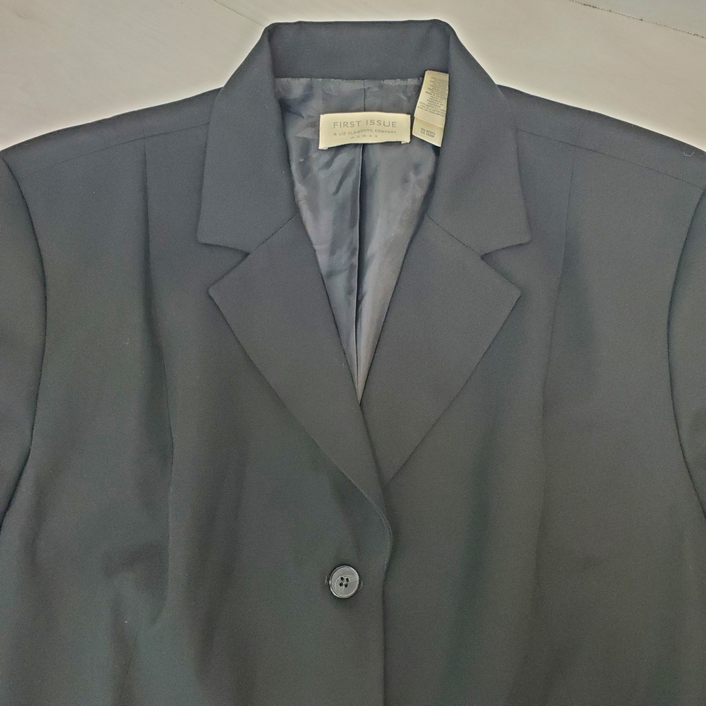 First Issue Liz Claiborne Black 3 Button Blazer Jacket Womens 20W Officecore 90s